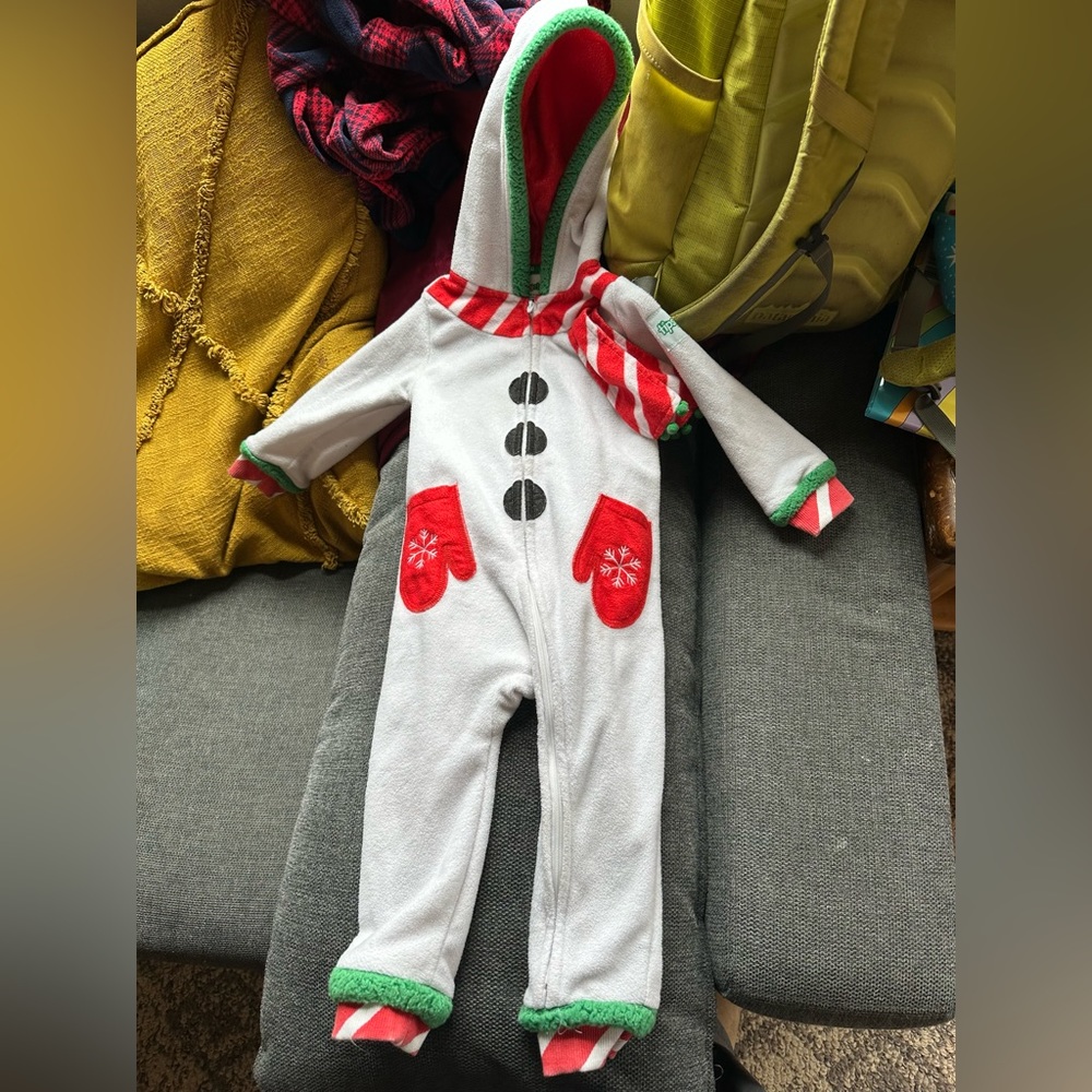 Tipsy Elves Snowman Fleece Onesie 6-12 month